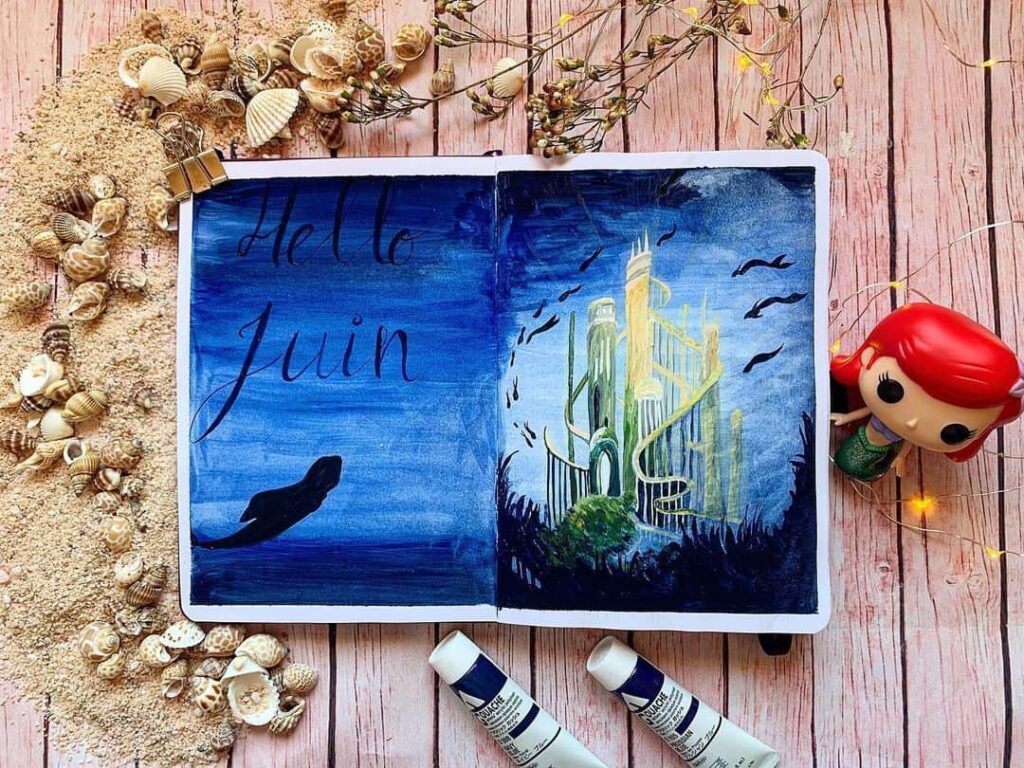 mermaid bullet journal spread