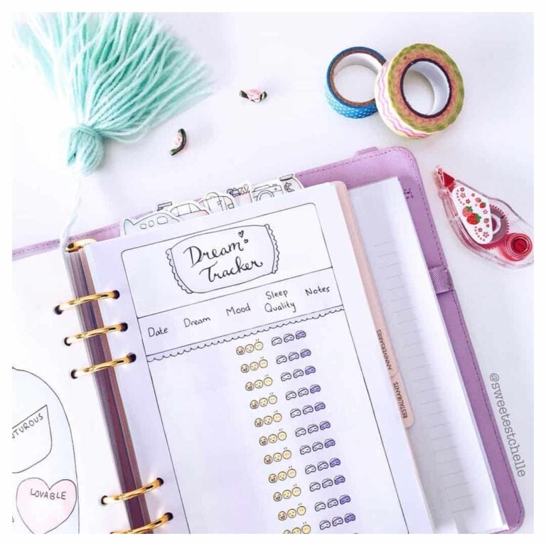 tracking dream in bullet journal