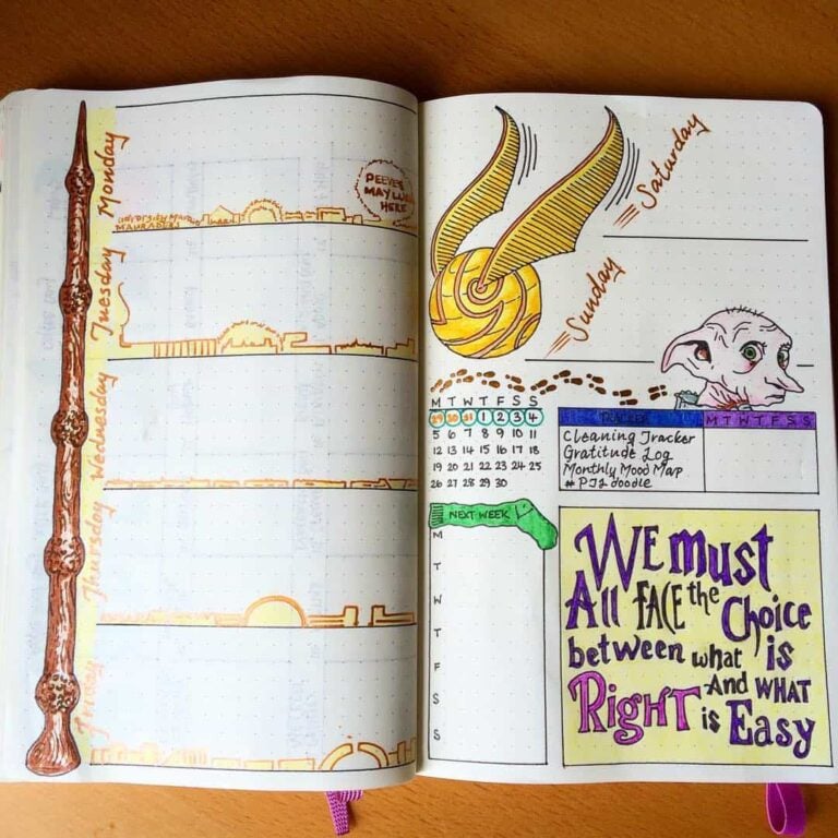 Harry Potter bullet journal layout