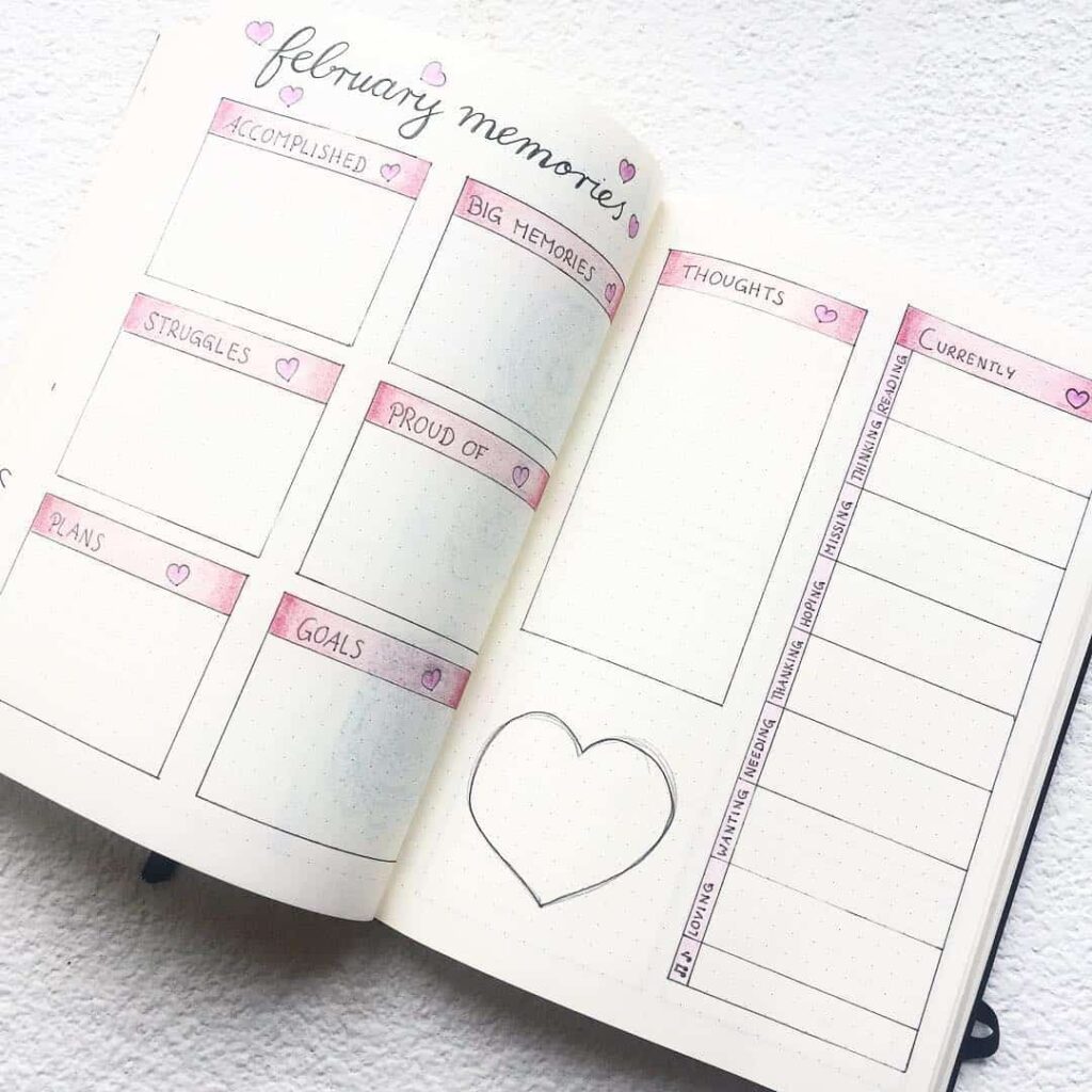 valentines day bullet journal theme