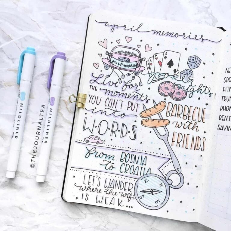 Memory spreads in your bullet journal
