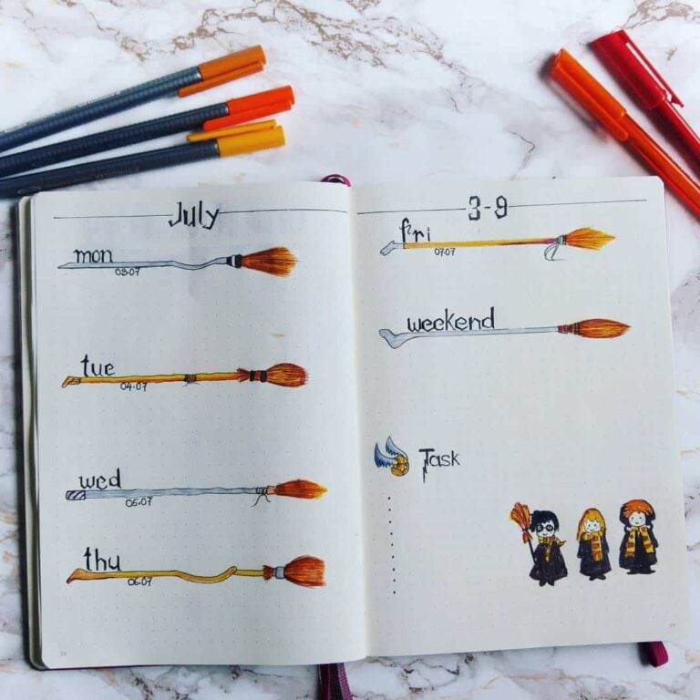 Harry Potter bullet journal layout
