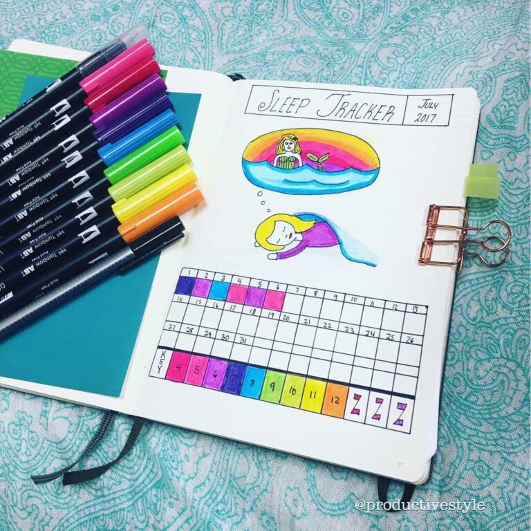 Mermaid inspired bullet journal spreads