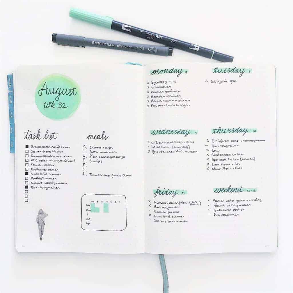 Best Mint Bullet Journal Spreads