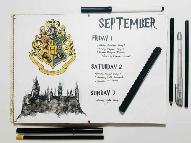 Harry Potter bullet journal layout