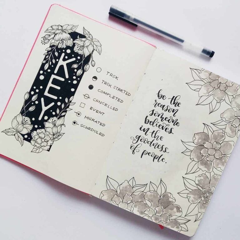 floral bullet journal spreads