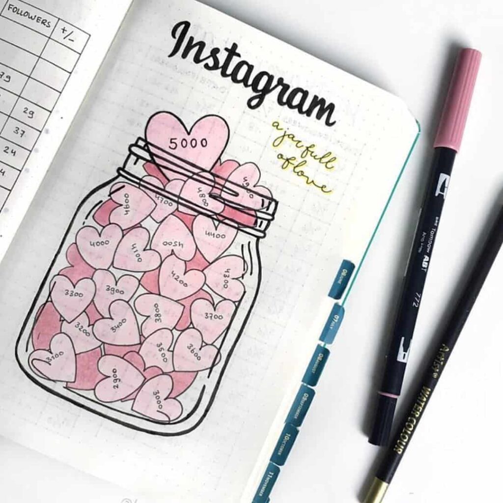 valentines day bullet journal theme