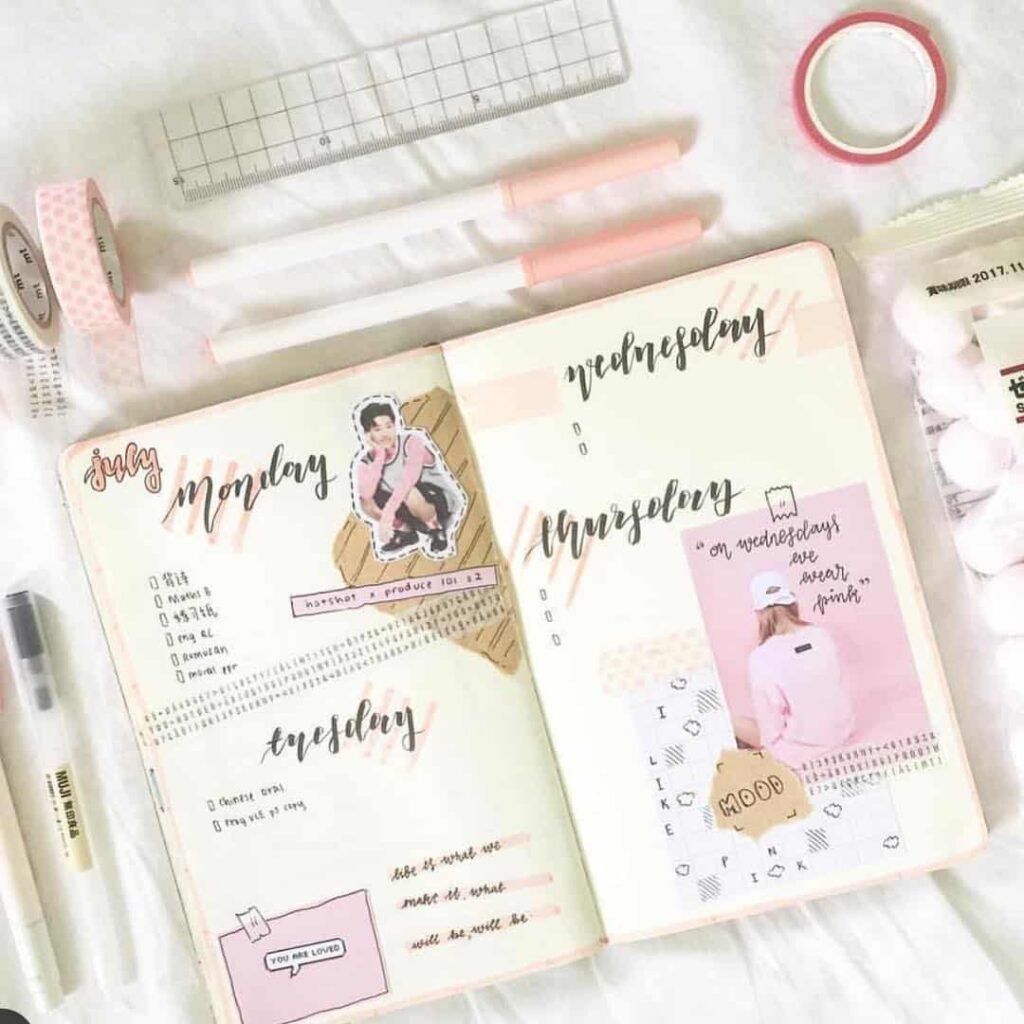 valentines day bullet journal theme