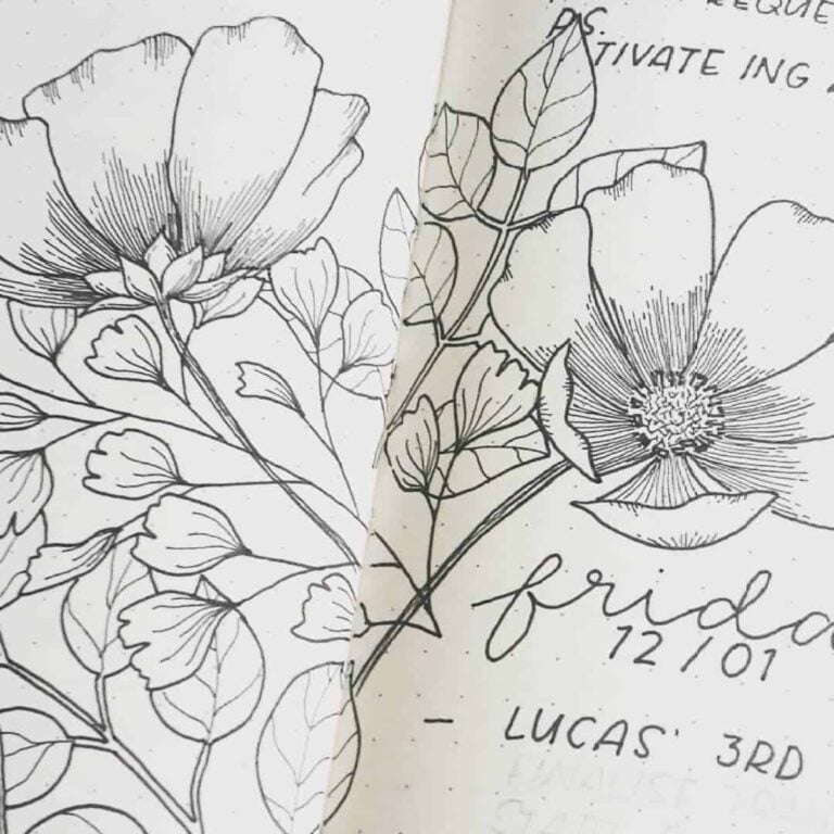floral bullet journal spreads