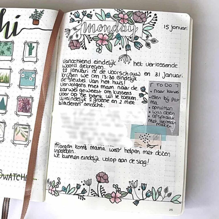 floral bullet journal spreads