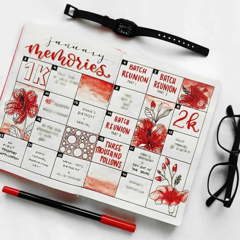 Memory spreads in your bullet journal