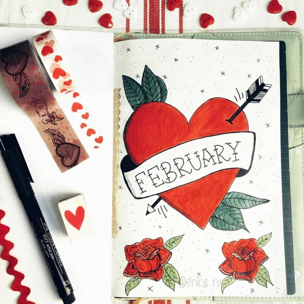 valentines day bullet journal theme
