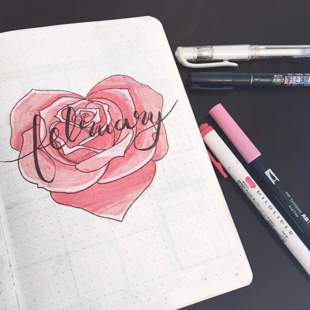 valentines day bullet journal theme
