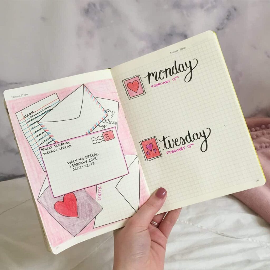 valentines day bullet journal theme