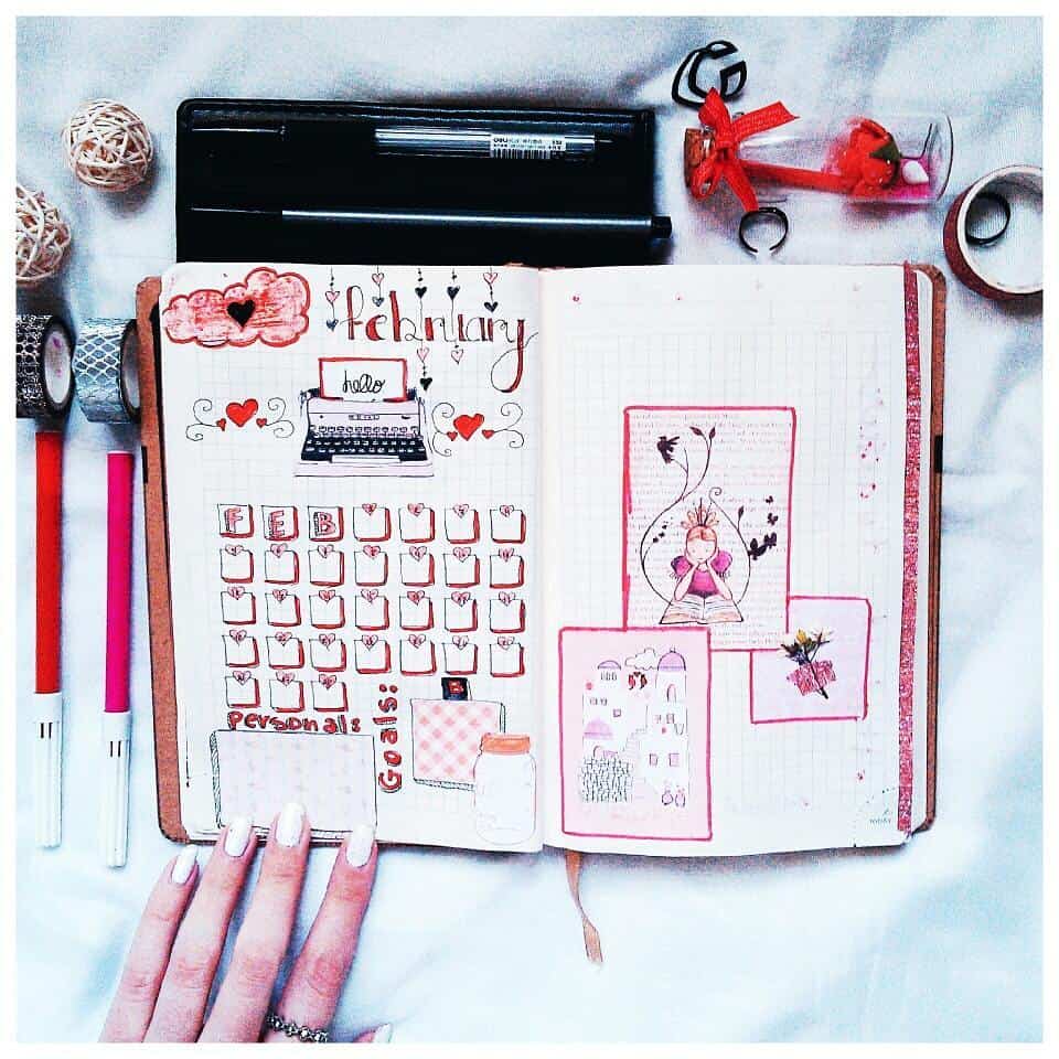 valentines day bullet journal theme