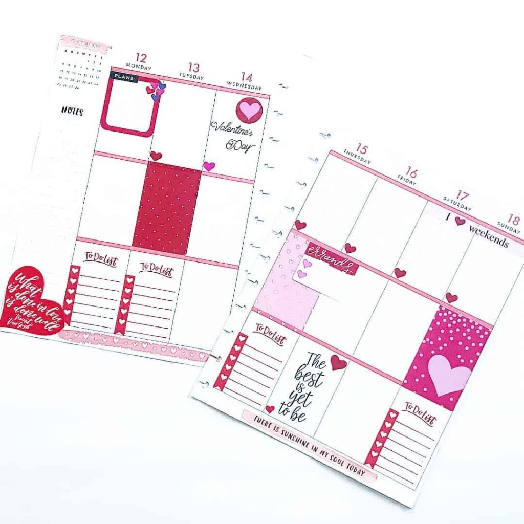 valentines day bullet journal theme