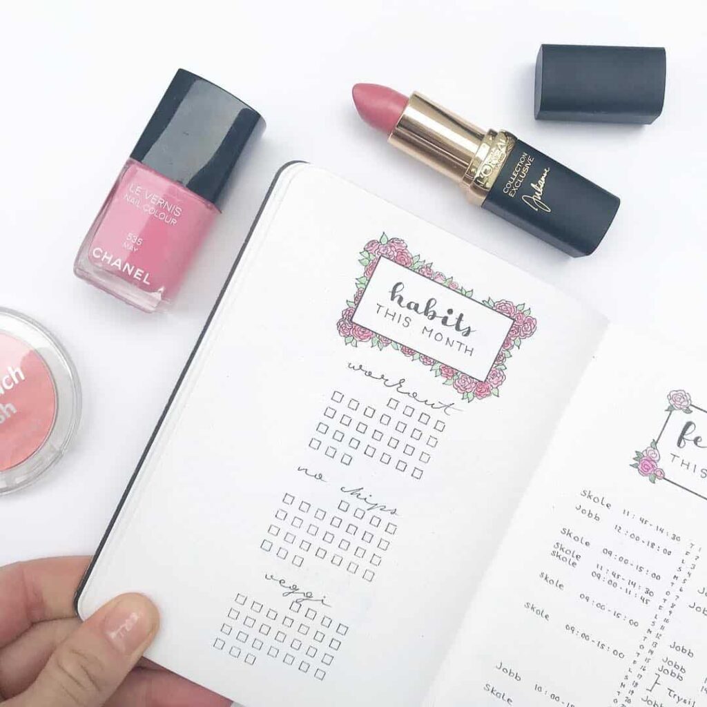 valentines day bullet journal theme