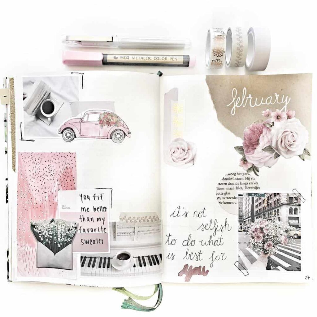 valentines day bullet journal theme