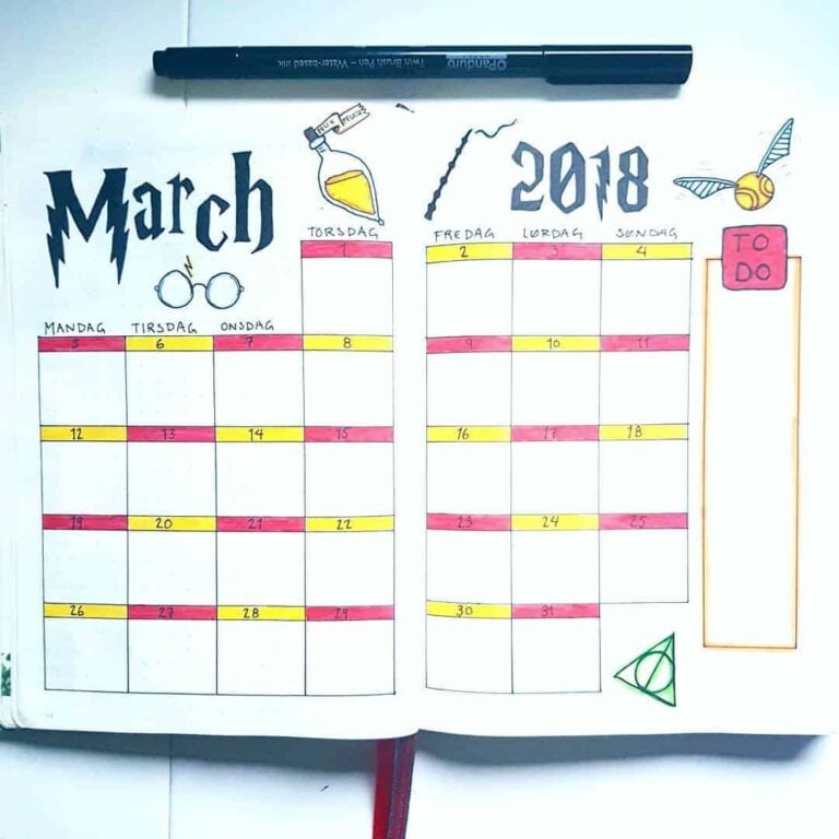 Harry Potter bullet journal layout