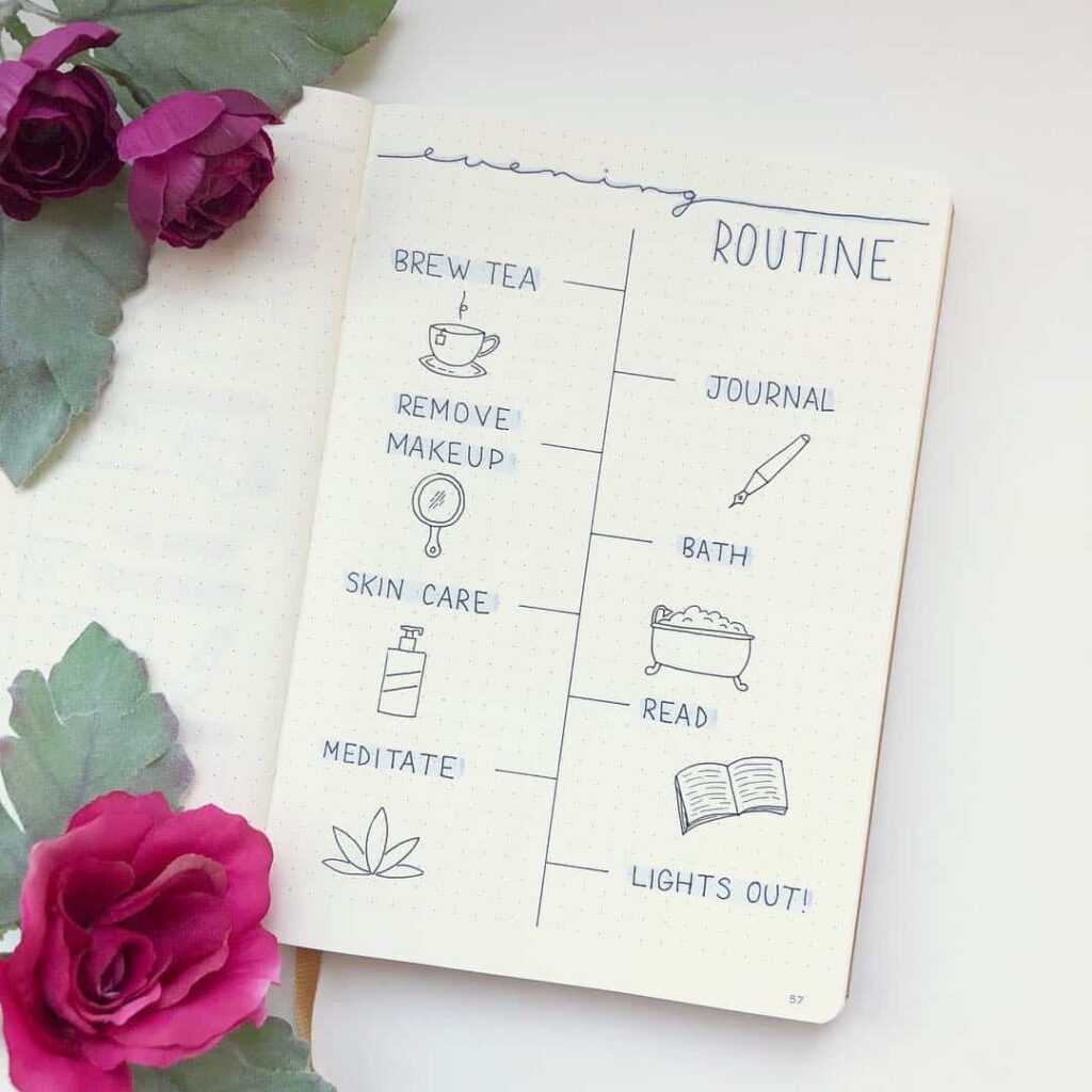 Routine spreads in your bullet journal