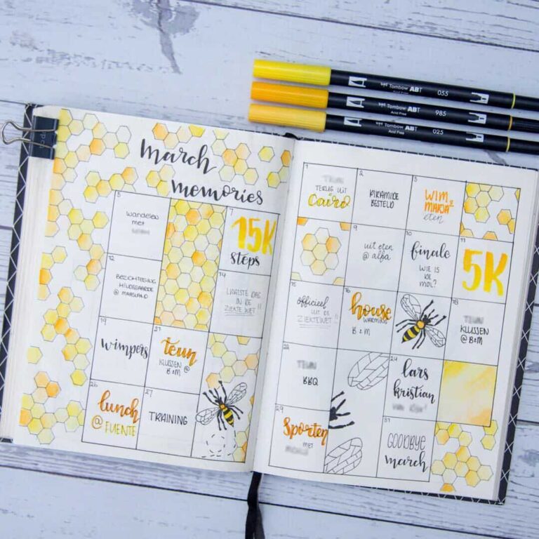 Memory spreads in your bullet journal