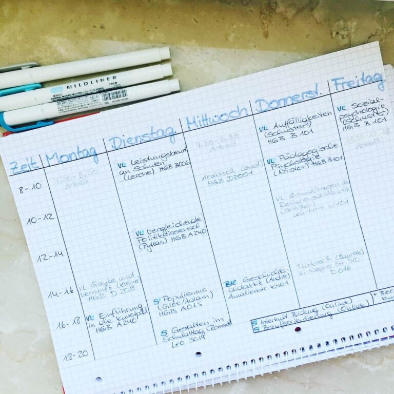 study timetable template bullet journal