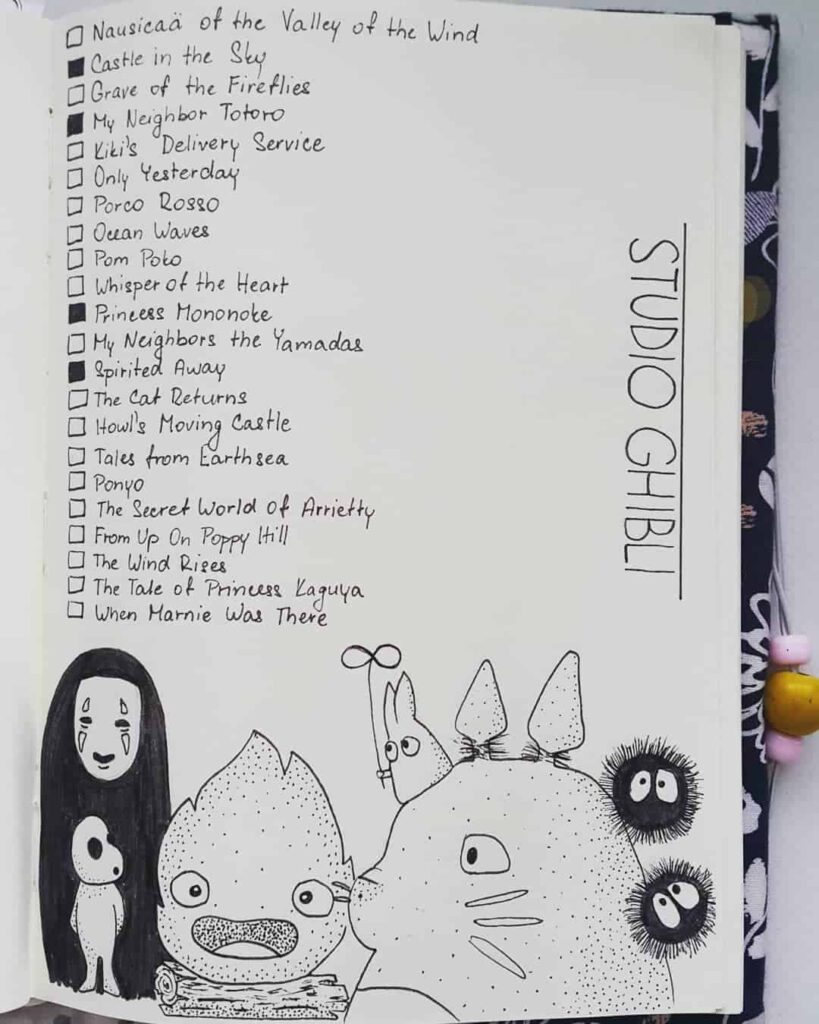 Studio Ghibli themed bullet journal ideas