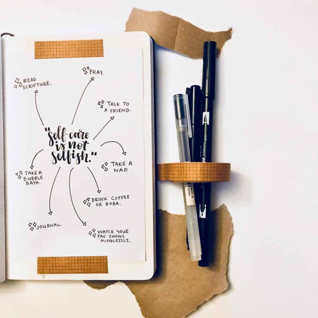 Self care bullet journal ideas