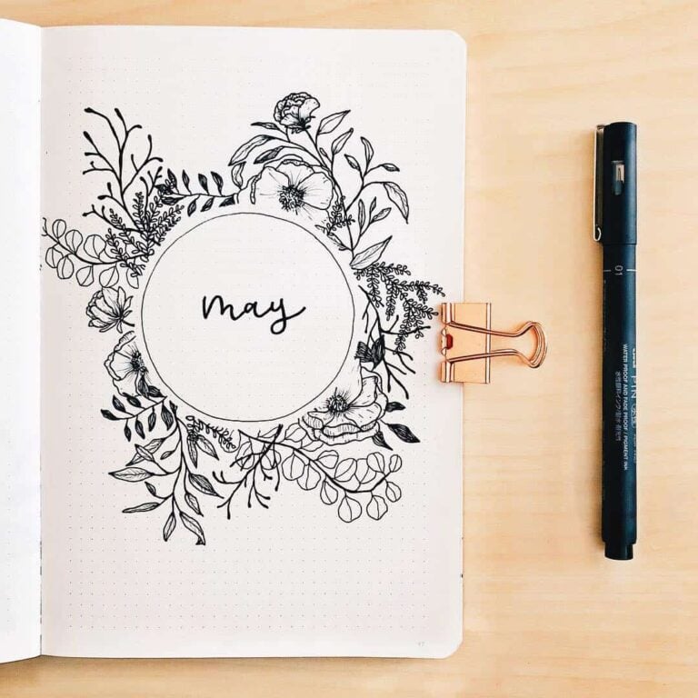 floral bullet journal spreads