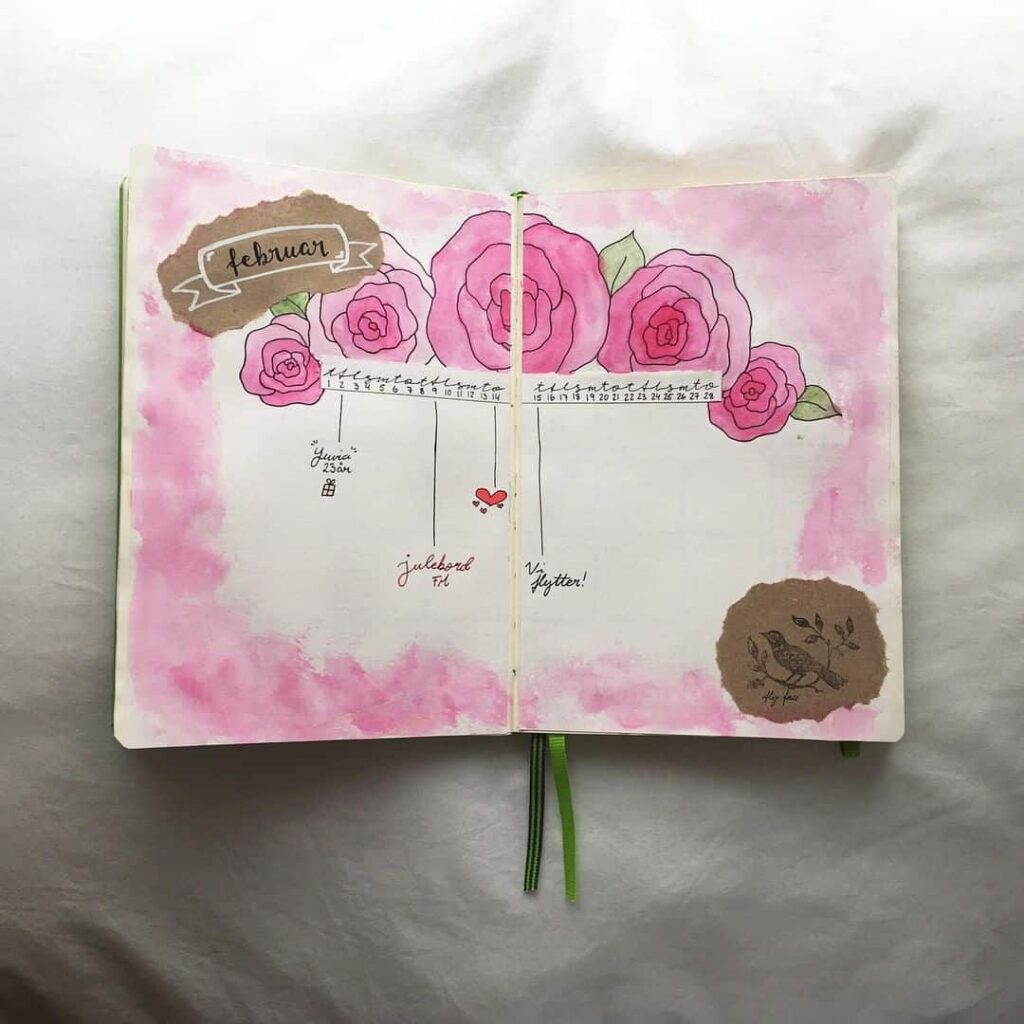 valentines day bullet journal theme