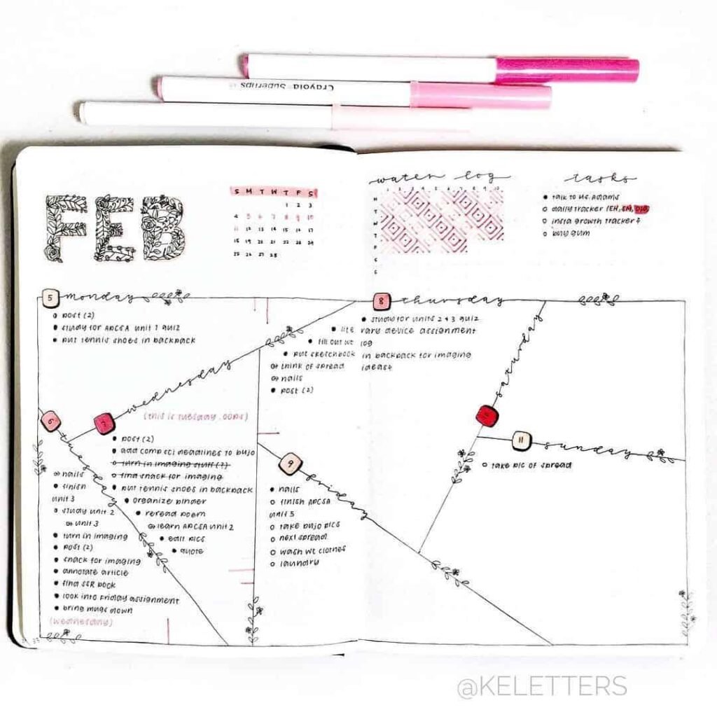 valentines day bullet journal theme
