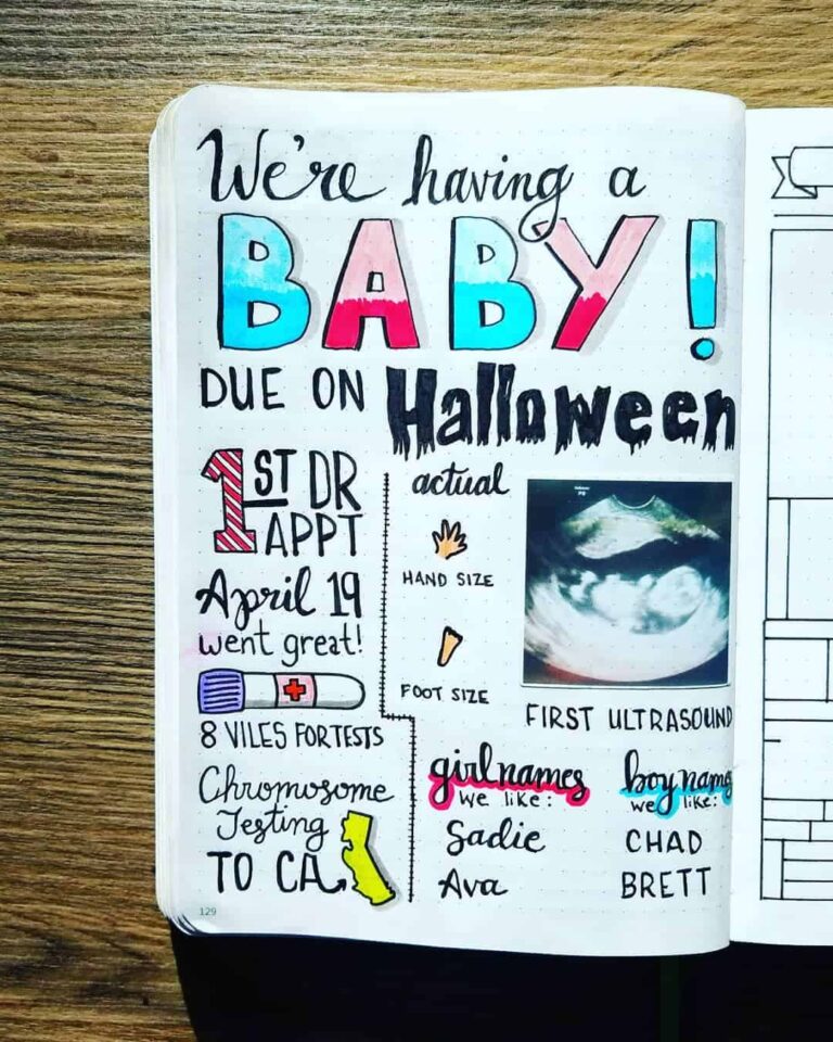 pregnancy tracker bullet journal layout