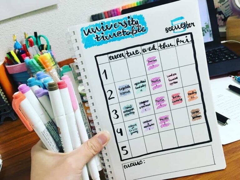 study timetable template bullet journal