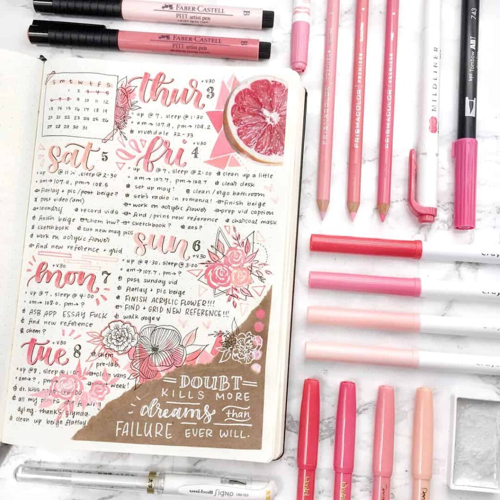 messy style bullet journals