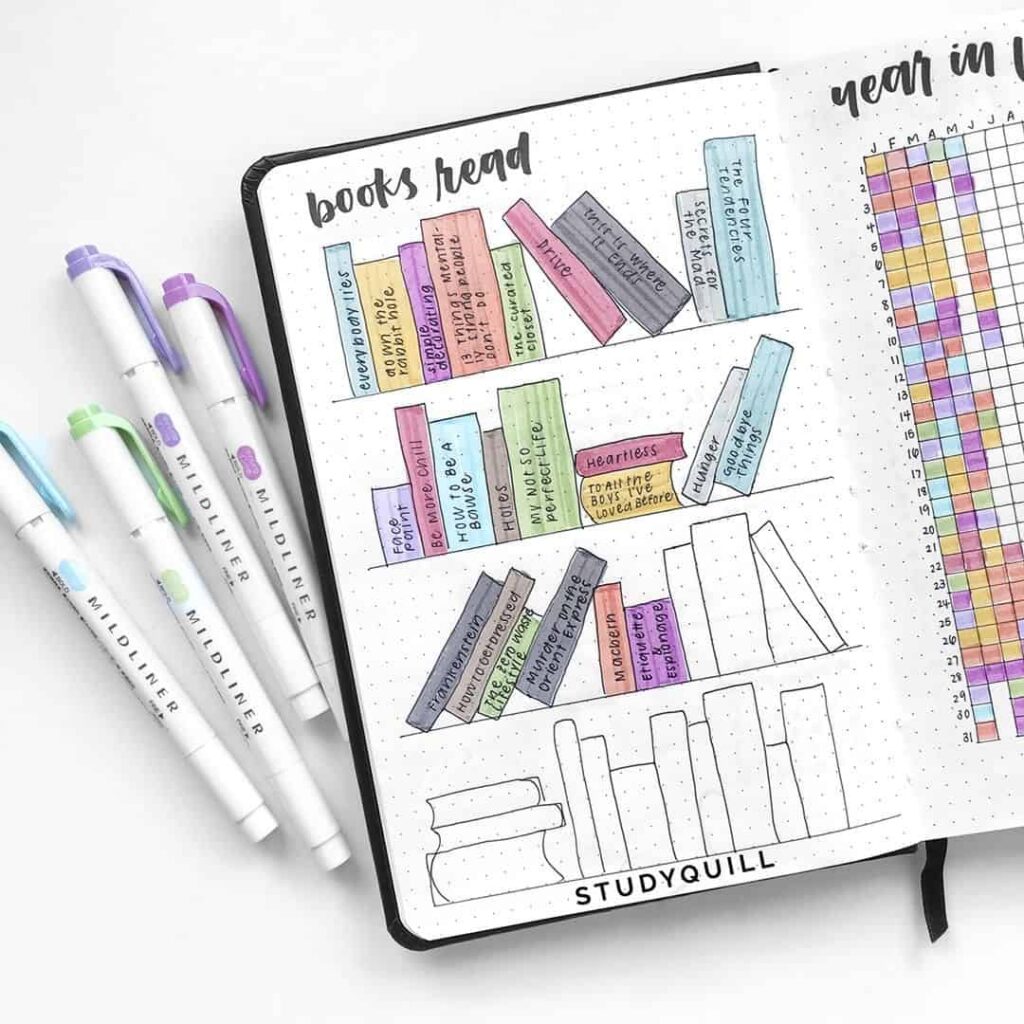 creative book reading trackers bullet journal