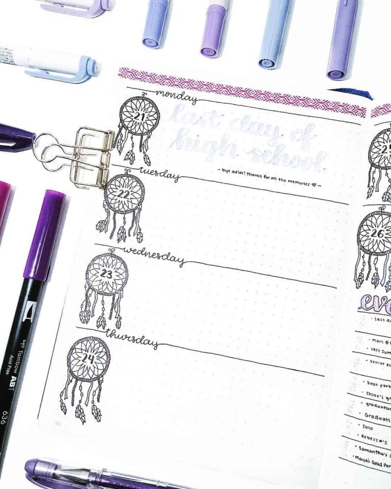 dream catcher bullet journal inspiration