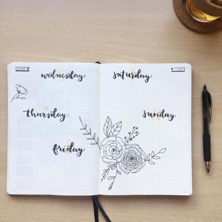 floral bullet journal spreads