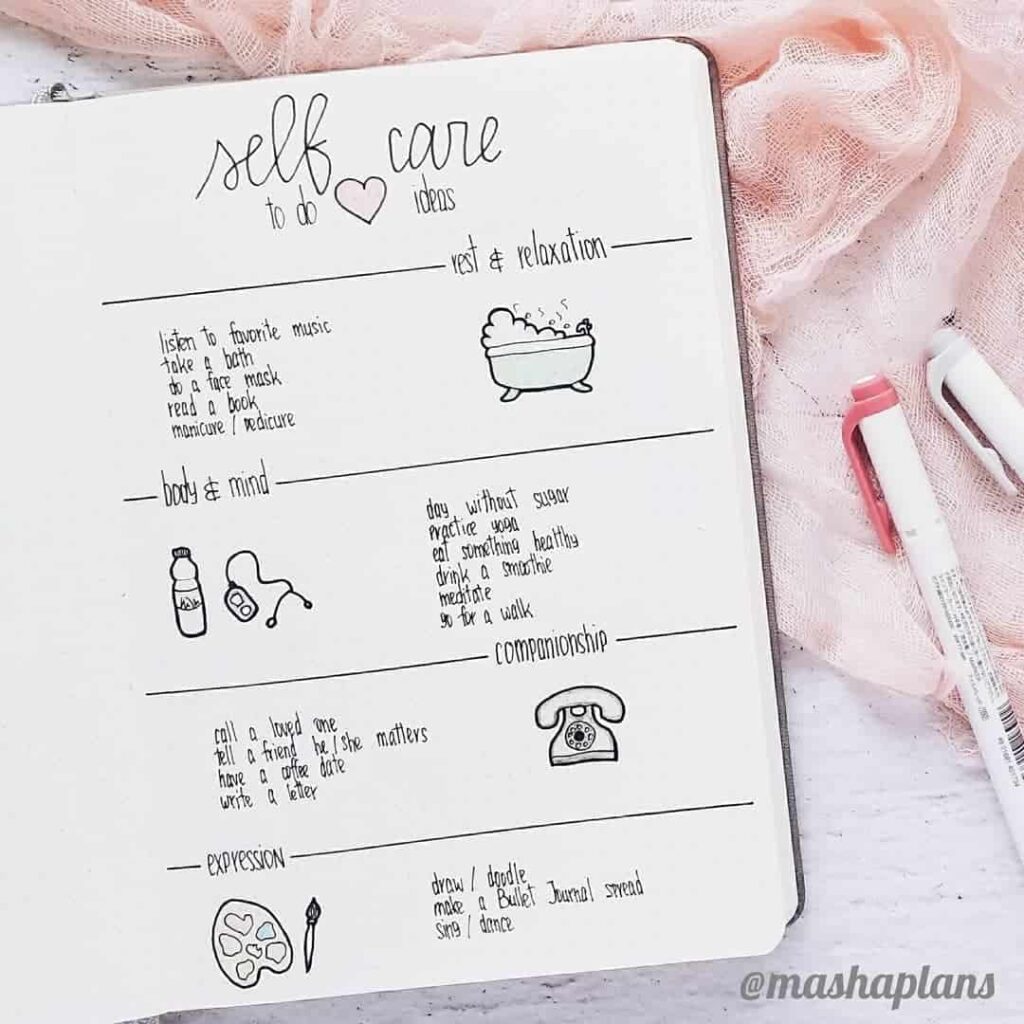 Self care bullet journal ideas
