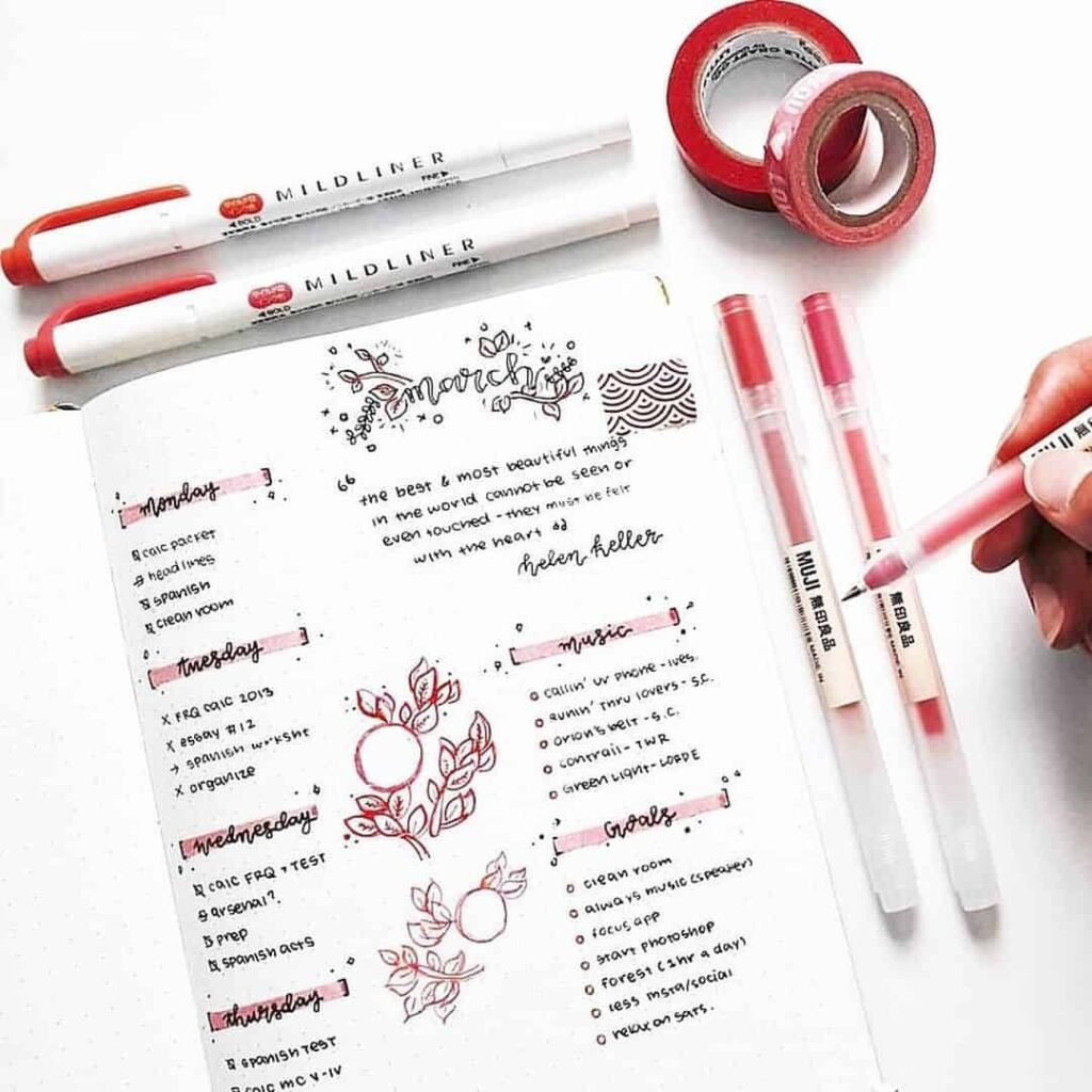 valentines day bullet journal theme