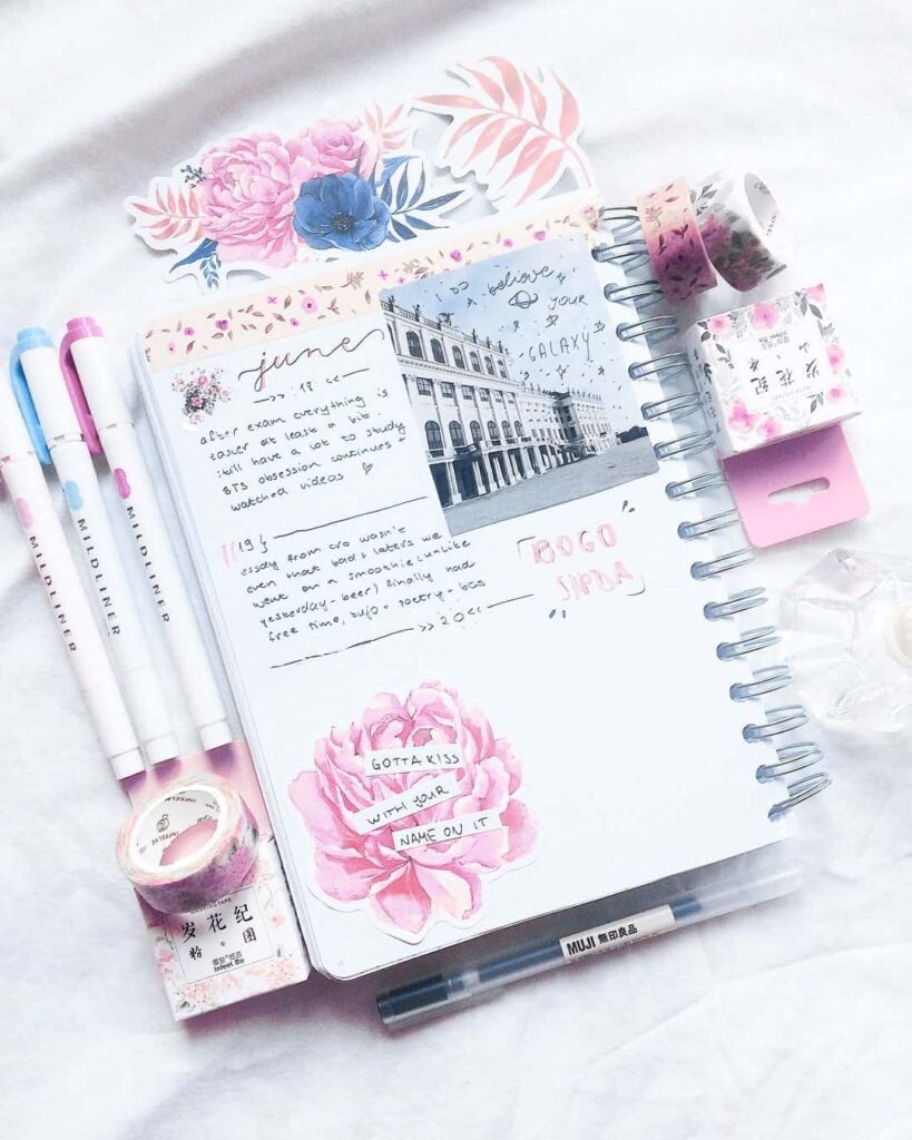 valentines day bullet journal theme