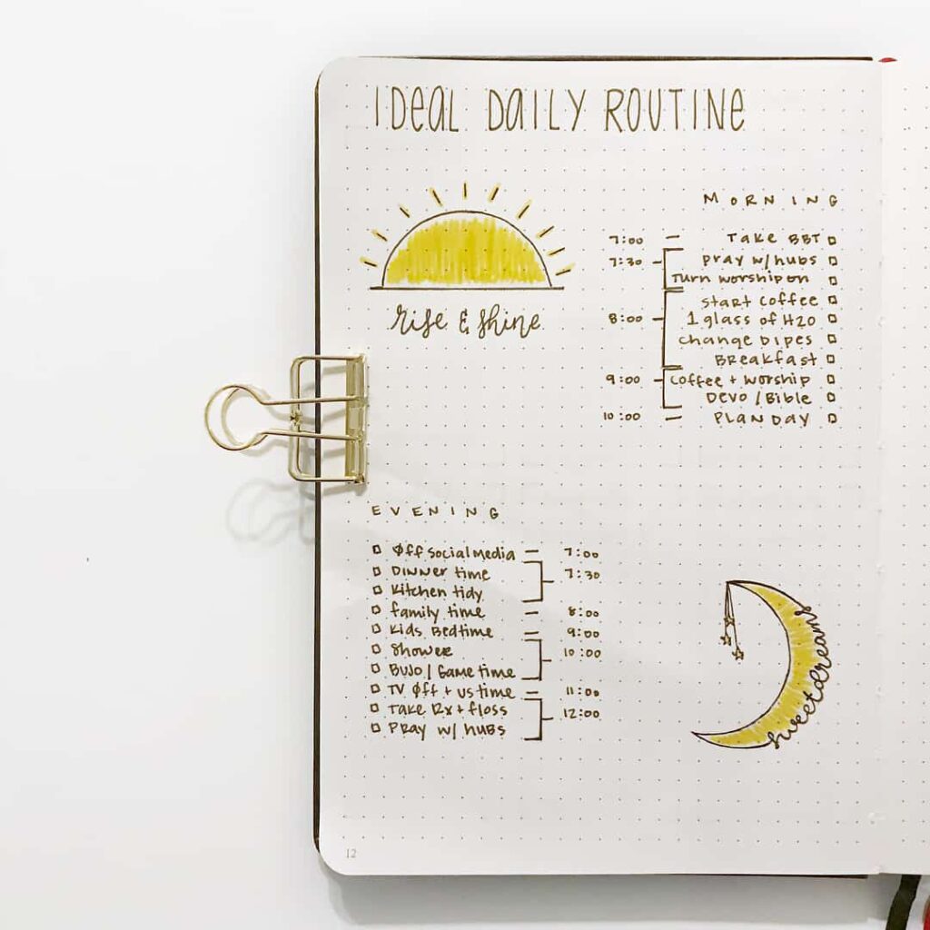 Routine spreads in your bullet journal