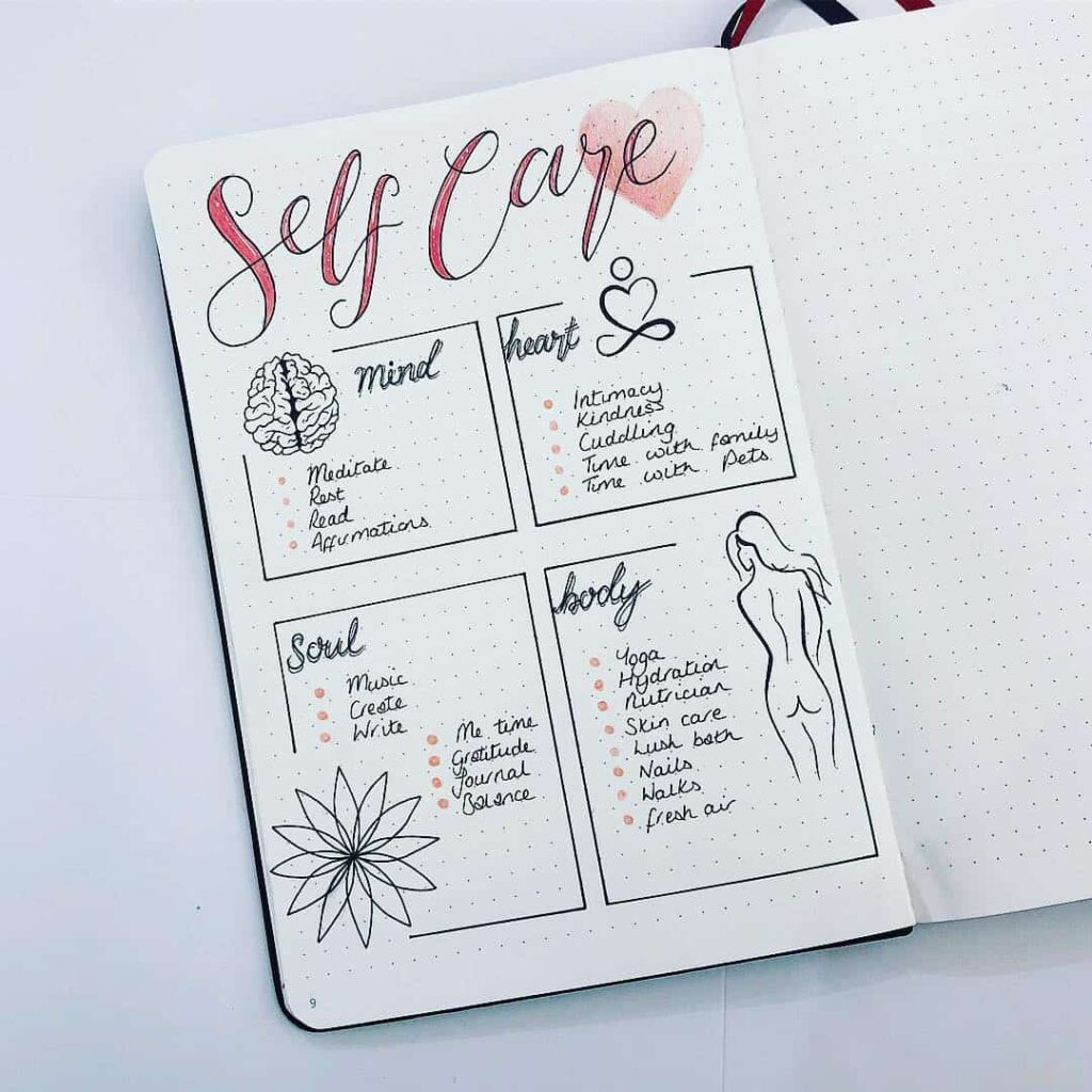 Self care bullet journal ideas
