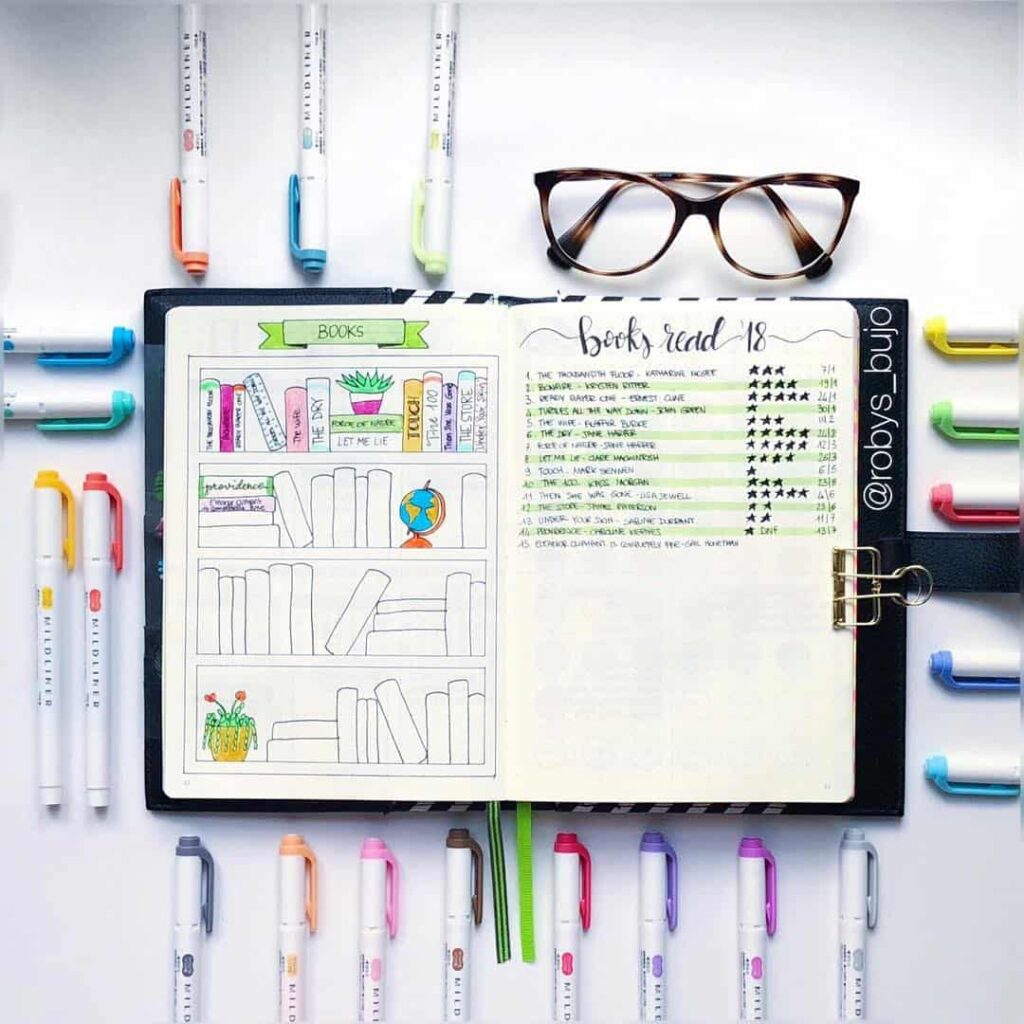 creative book reading trackers bullet journal