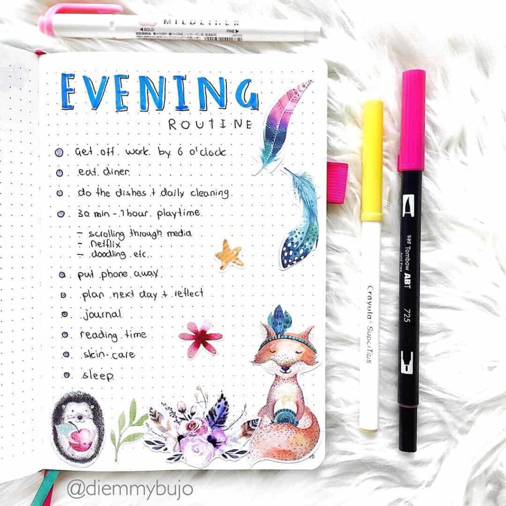 Routine spreads in your bullet journal