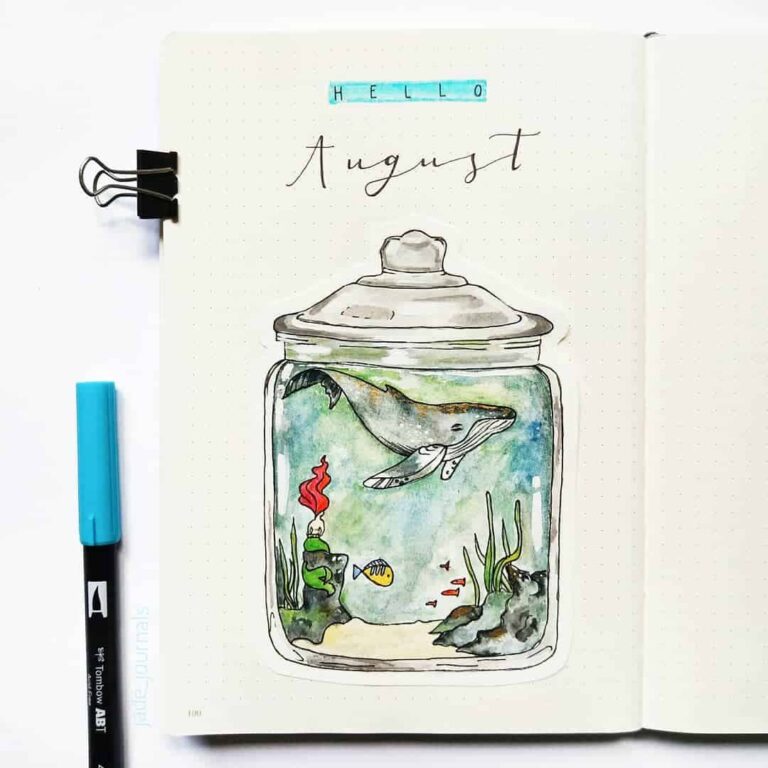 Mermaid inspired bullet journal spreads