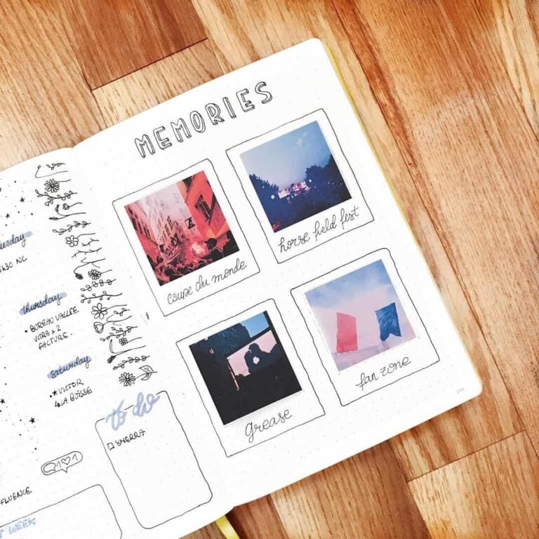 Memory spreads in your bullet journal