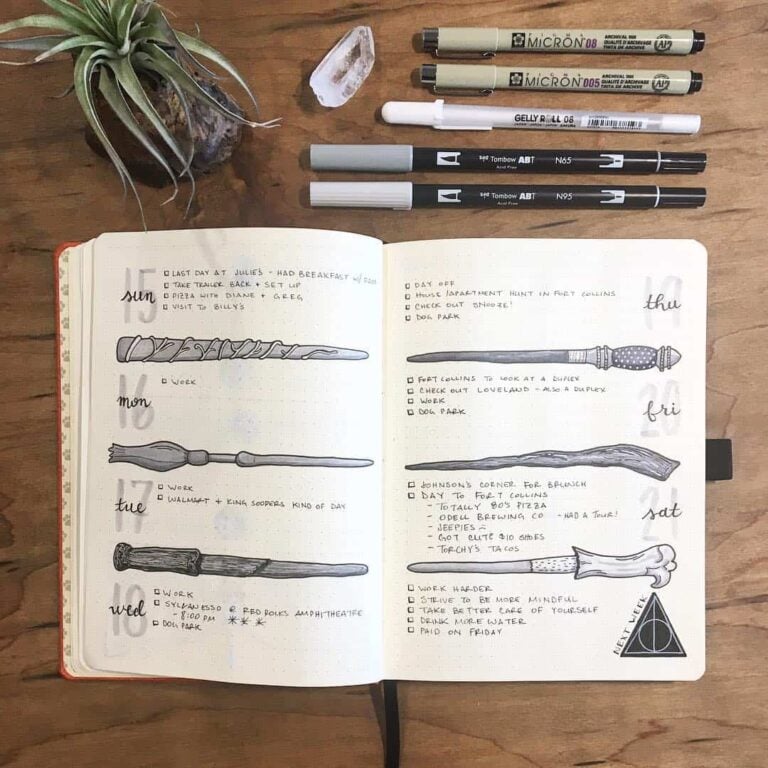 Harry Potter bullet journal layout