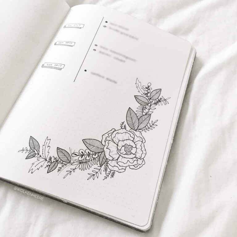 floral bullet journal spreads