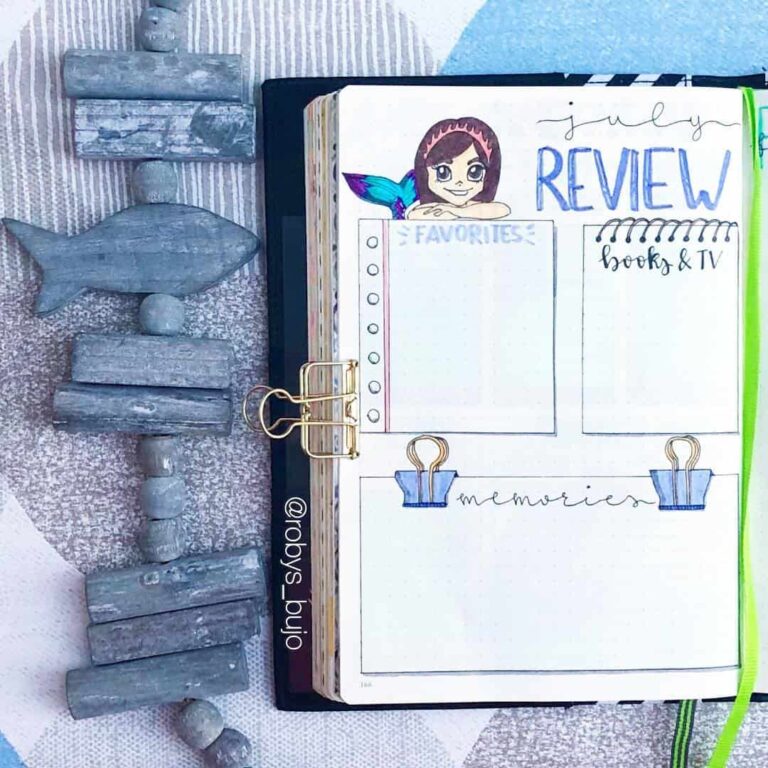 Mermaid inspired bullet journal spreads