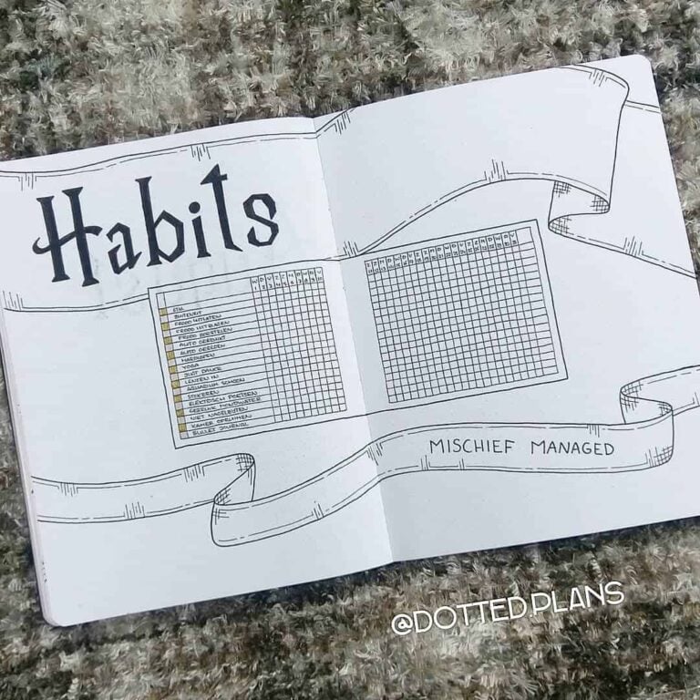 Harry Potter bullet journal layout